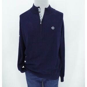 Oakmont Golf Club Sweater Mens Medium Navy Quarter Zip Knit Casual Levelwear